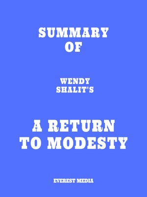 cover image of Summary of Wendy Shalit's a Return to Modesty